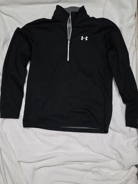Under Armour Coldgear Black Half-Zip Pullover with White Logo